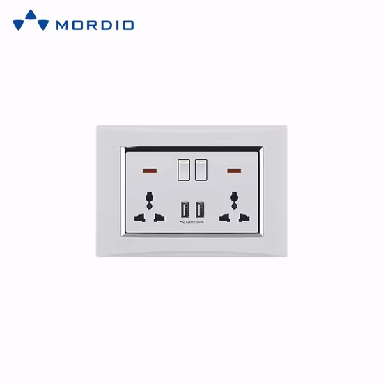 Dual USB Charging UK PC Material Single 13A 250V Wall Socket