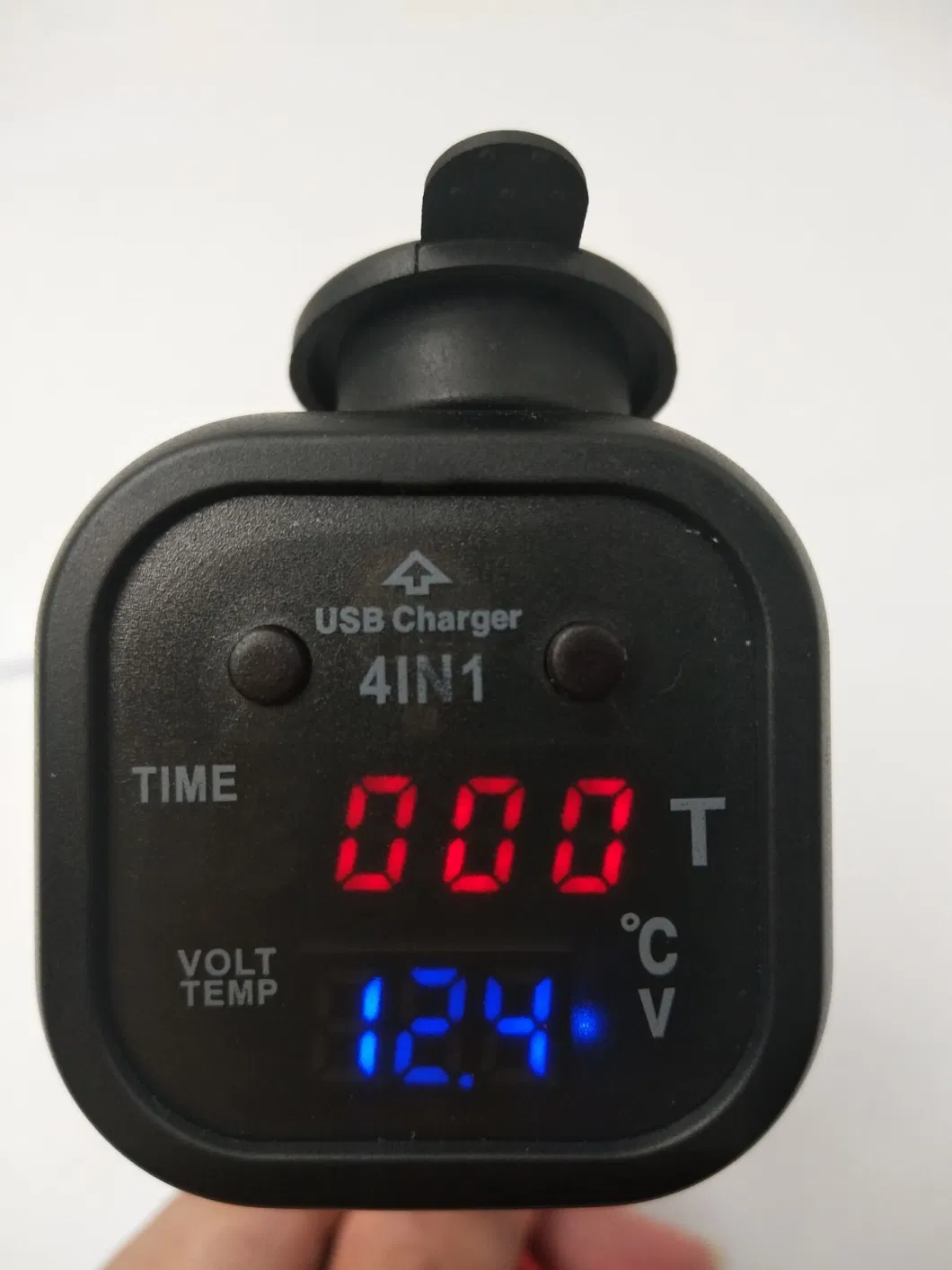 12V-24V Universal 4 in 1 Car Time Date Digital Thermometer Voltage Detector Charger Display