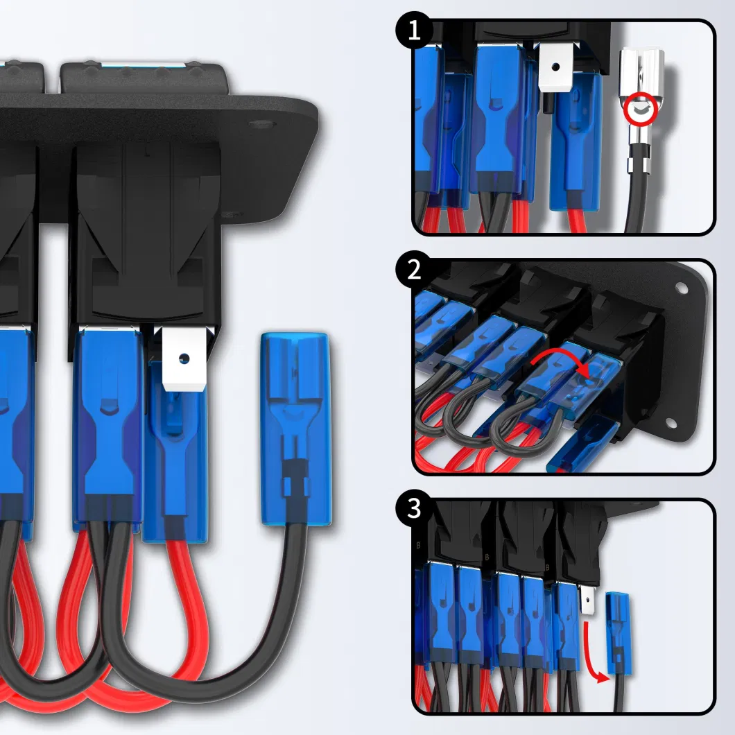 8 Gang Switch Panel, 7*Dual LED on-off Rocker Switch+1*USB Socket