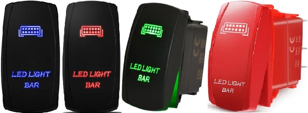 Laser Etched Symbols 3/4/5/6/Pin Car Boat Rocker Switch with LED Light Bar
