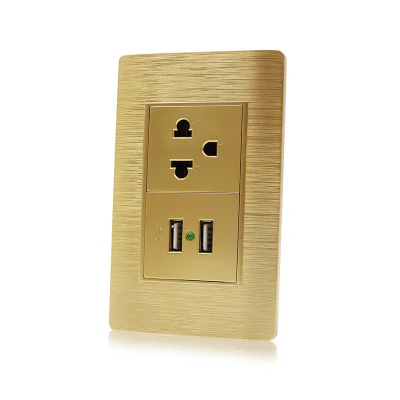 South American Dual USB Charger Port 3 Pin Multifunction Socket