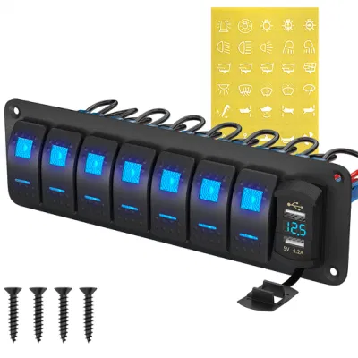 8 Gang Switch Panel, 7*Dual LED on